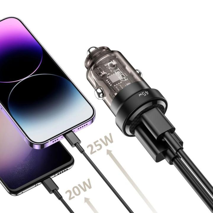 TECH-PROTECT CC45W 2-PORT CAR CHARGER PD 45W / QC3.0 BLACK