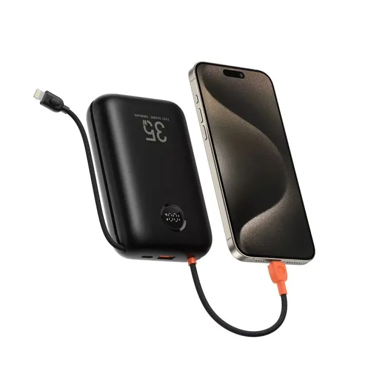 VEGER powerbank 30000 mAh z wbudowanymi kablami Typ C / Lightning PD QC3.0 35W K3 (W3018) czarny