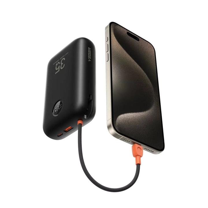 VEGER powerbank 30000 mAh z wbudowanymi kablami Typ C / Lightning PD QC3.0 35W K3 (W3018) czarny