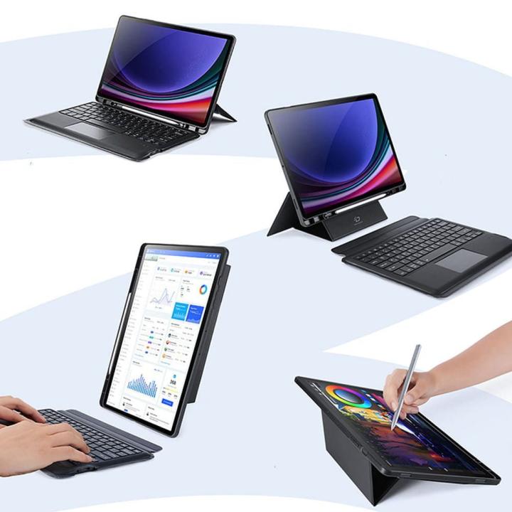 DUX DUCIS etui DK składane z podświetlaną klawiaturą bezprzewodową do SAMSUNG Tab S10 Plus/S9 Plus/S9 FE Plus czarne