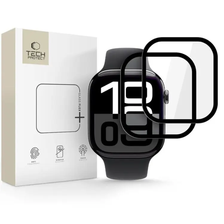 SZKŁO HYBRYDOWE TECH-PROTECT GLASS FLEX+ 2-PACK APPLE WATCH 10 (46 MM) BLACK