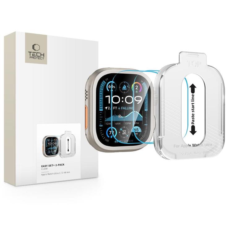 SZKŁO HARTOWANE TECH-PROTECT EASY SET+ 2-PACK APPLE WATCH ULTRA 1 / 2 (49 MM) CLEAR