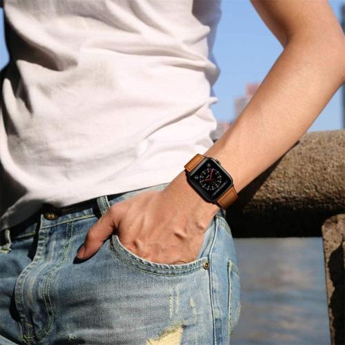 TECH-PROTECT LEATHERFIT APPLE WATCH 4 / 5 / 6 / 7 / 8 / 9 / SE / ULTRA 1 / 2 (42 / 44 / 45 / 49 MM) BROWN