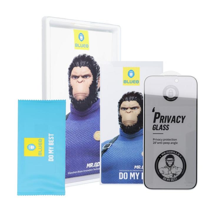 Szkło Hartowane 5D Mr. Monkey Glass - Apple iPhone 15 Plus czarny (Strong Privacy)