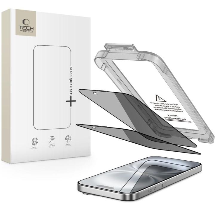 SZKŁO PRYWATYZUJĄCE TECH-PROTECT QUICK SET SPY+ 2-PACK IPHONE 15 / 16 PRIVACY