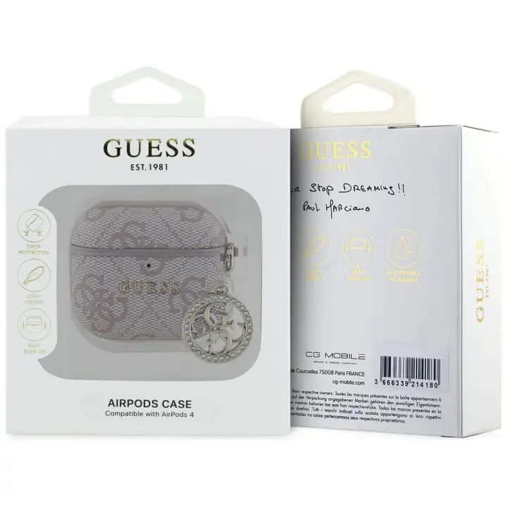 GUESS futerał do APPLE AirPods 4 GUA4P4E4CDP (PU 4G W/ Strass Charm) różowy