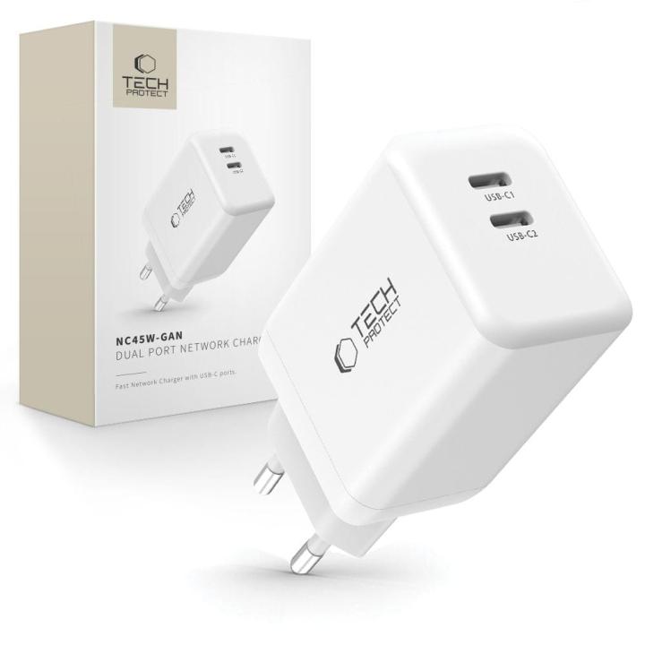TECH-PROTECT NC45W-GAN 2-PORT NETWORK CHARGER PD 45W WHITE
