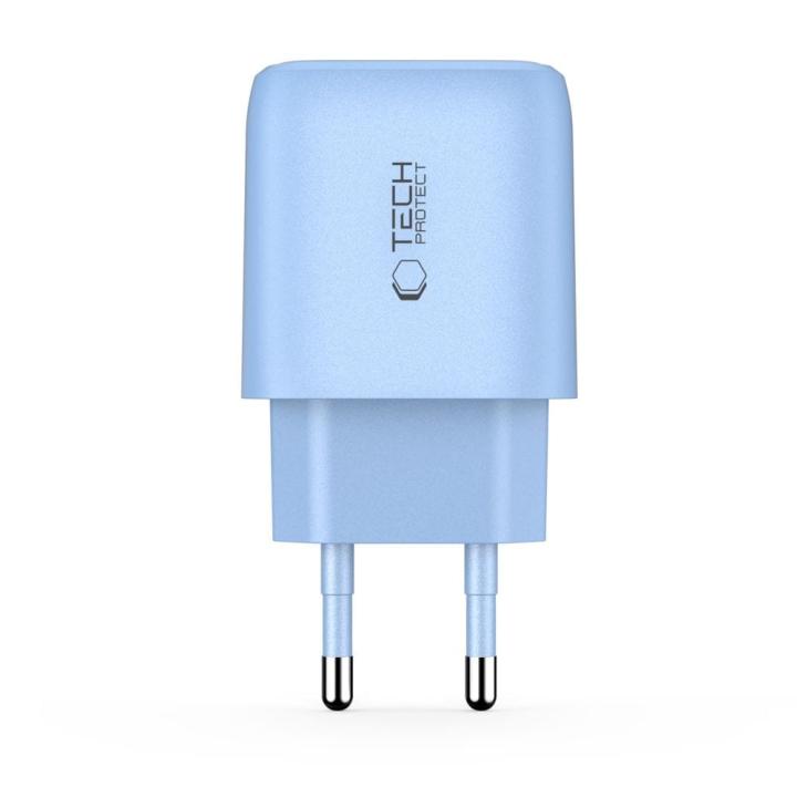 TECH-PROTECT NCA30 2-PORT NETWORK CHARGER PD 30W / QC3.0 BABY BLUE