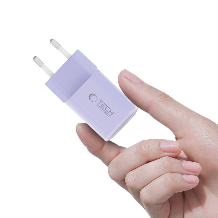 TECH-PROTECT NCM33 2-PORT NETWORK CHARGER PD 33W / QC3.0 BABY PURPLE