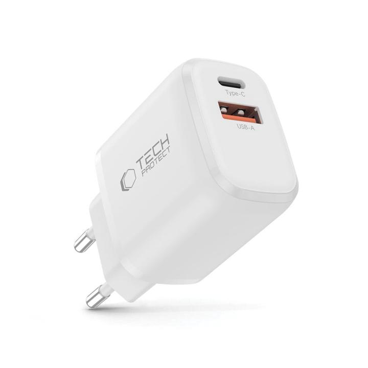 TECH-PROTECT NCA30 2-PORT NETWORK CHARGER PD 30W / QC3.0 WHITE