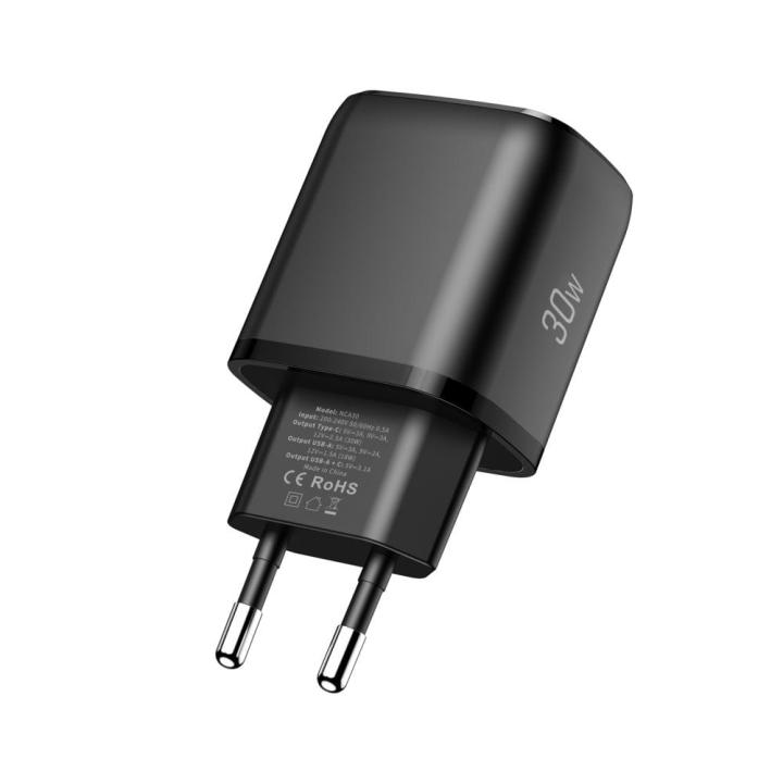 TECH-PROTECT NCA30 2-PORT NETWORK CHARGER PD 30W / QC3.0 BLACK