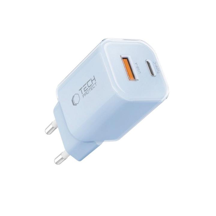 TECH-PROTECT NCM33 2-PORT NETWORK CHARGER PD 33W / QC3.0 BABY BLUE
