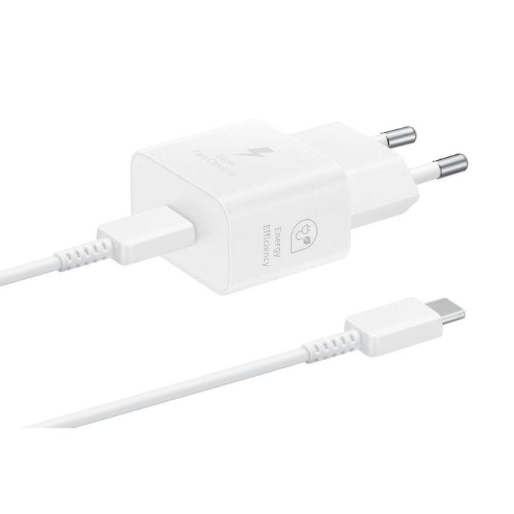SAMSUNG oryginalna ładowarka sieciowa Typ C + kabel Typ C do Typ C PD 3A 25W GaN EP-T2510XWEGEU biała blister
