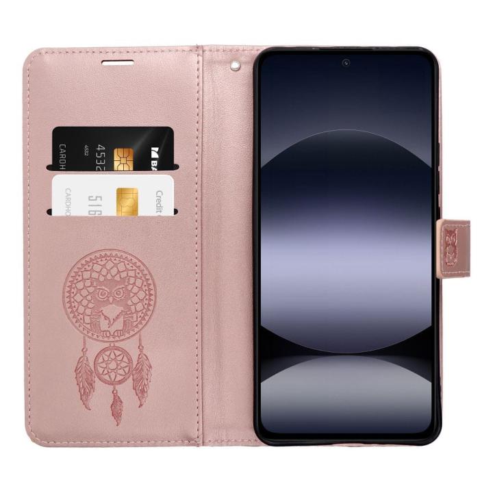 Kabura MEZZO Book do XIAOMI Redmi Note 14 PRO 5G / 14 PRO PLUS 5G lapacz snów złoty róż