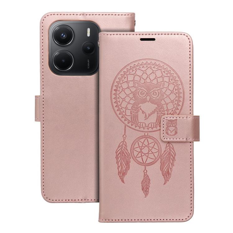 Kabura MEZZO Book do XIAOMI Redmi Note 14 4G (GLOBAL - 164,84mm x 78,15mm x 8,16mm) łapacz snów złoty róż