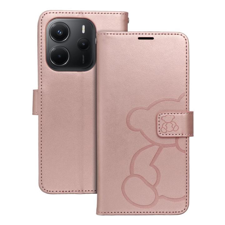 Kabura MEZZO Book do XIAOMI Redmi Note 14 4G (GLOBAL - 164,84mm x 78,15mm x 8,16mm) teddy bear złoty róż
