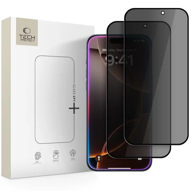 SZKŁO PRYWATYZUJĄCE TECH-PROTECT GLASS SPY+ 2-PACK IPHONE 16 PRO / 17 / 17 PRO PRIVACY