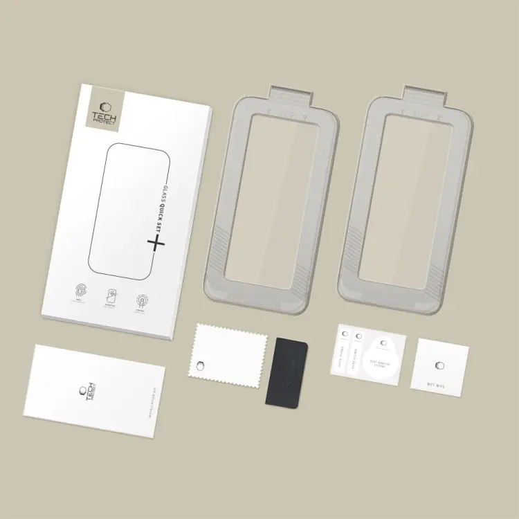 SZKŁO HARTOWANE TECH-PROTECT QUICK SET+ 2-PACK IPHONE 17 PRO BLACK