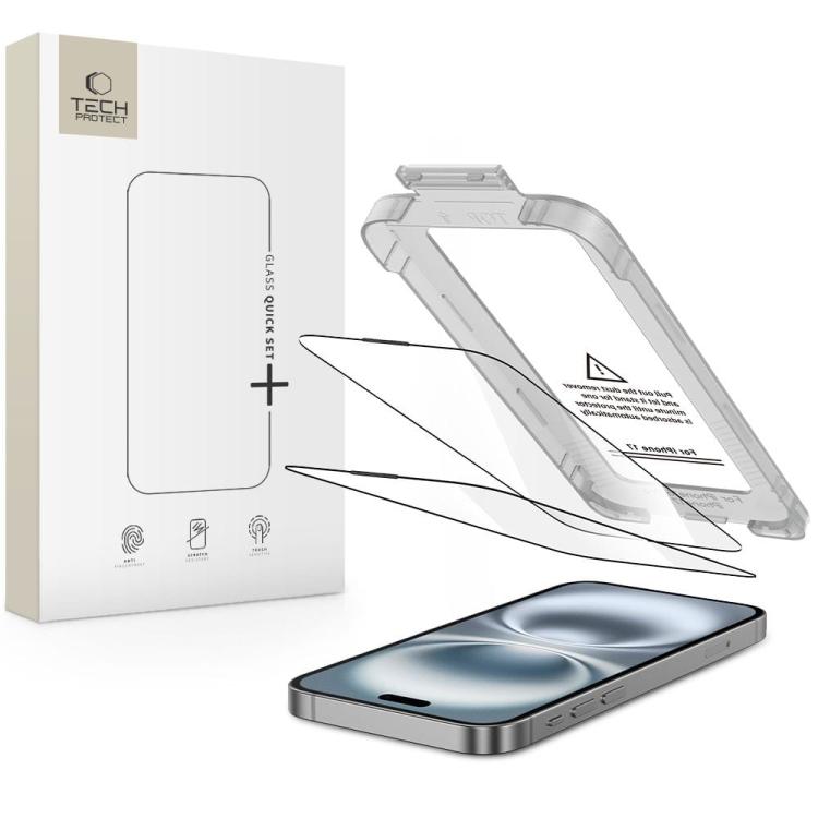 SZKŁO HARTOWANE TECH-PROTECT QUICK SET+ 2-PACK IPHONE 17 BLACK