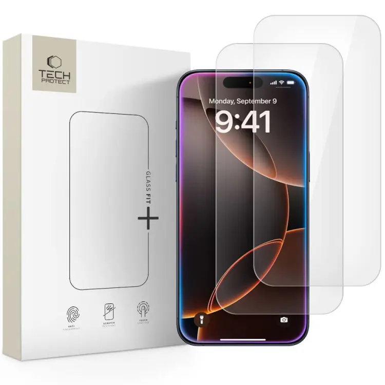 SZKŁO HARTOWANE TECH-PROTECT GLASS FIT+ 2-PACK IPHONE 16 PRO / 17 / 17 PRO CLEAR