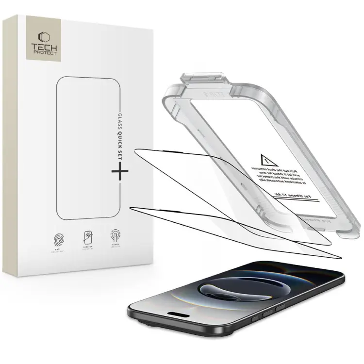 SZKŁO HARTOWANE TECH-PROTECT QUICK SET+ 2-PACK IPHONE 17 AIR BLACK