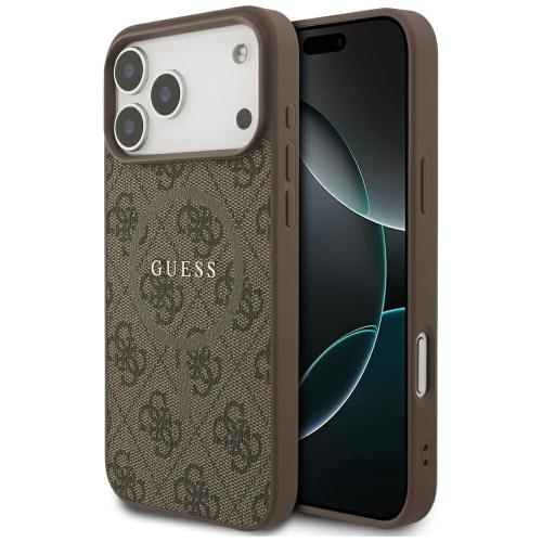 GUESS futerał do IPHONE 17 Pro Max kompatybilny z MagSafe GUHMP17XG4GFRW (PU 4G Ring Classic Logo) brązowy