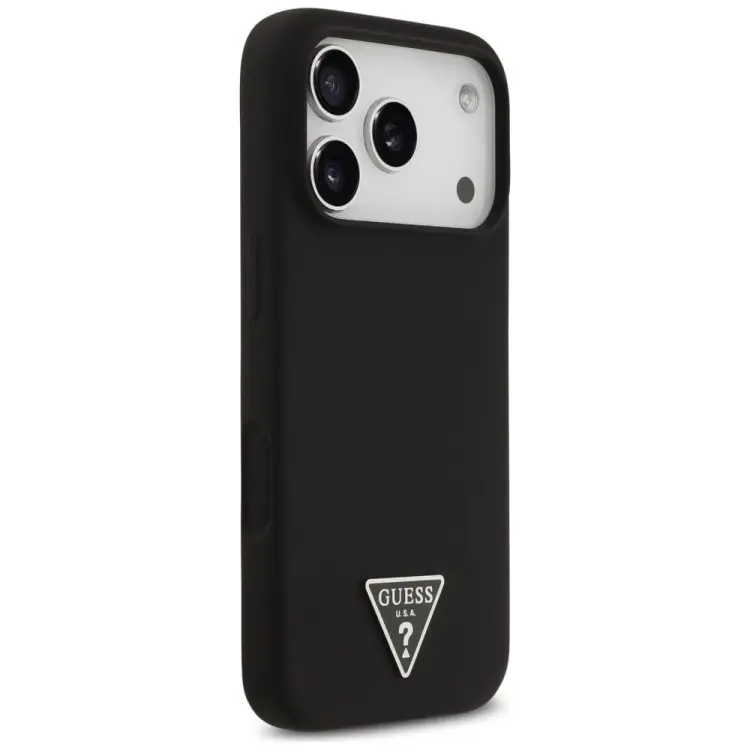 GUESS futerał do IPHONE 17 Pro kompatybilny z MagSafe GUHMP17LSCTRLMK (Silicone W/ Triangle Logo) czarny