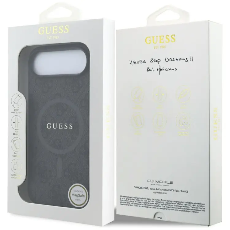 GUESS futerał do IPHONE 17 Air kompatybilny z MagSafe GUHMP17MG4GFRK (PU 4G Ring Classic Logo) czarny