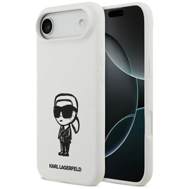 KARL LAGERFELD futerał do IPHONE 17 Air kompatybilny z MagSafe KLHMP17MSKIGROH (Silicone W/ KL Sketch & Logo) biały