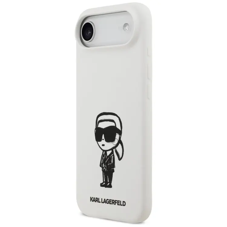 KARL LAGERFELD futerał do IPHONE 17 Air kompatybilny z MagSafe KLHMP17MSKIGROH (Silicone W/ KL Sketch & Logo) biały