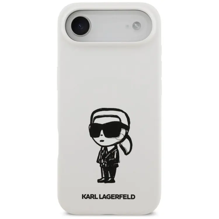 KARL LAGERFELD futerał do IPHONE 17 Air kompatybilny z MagSafe KLHMP17MSKIGROH (Silicone W/ KL Sketch & Logo) biały