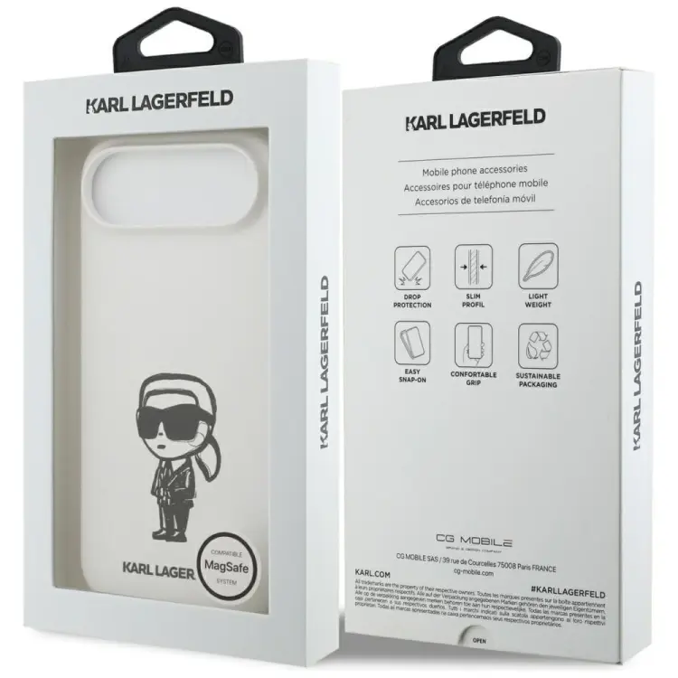 KARL LAGERFELD futerał do IPHONE 17 Air kompatybilny z MagSafe KLHMP17MSKIGROH (Silicone W/ KL Sketch & Logo) biały
