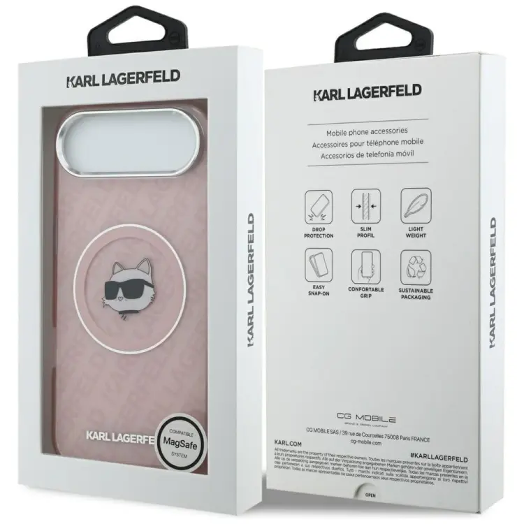 KARL LAGERFELD futerał do IPHONE 17 Air kompatybilny z MagSafe KLHMP17MHMKBCHOP (IML Choupette Head Logo) różowy