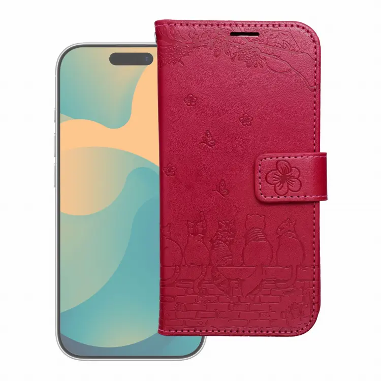 Etui z klapką na Samsung A57 Mezzo Book koty czerwone