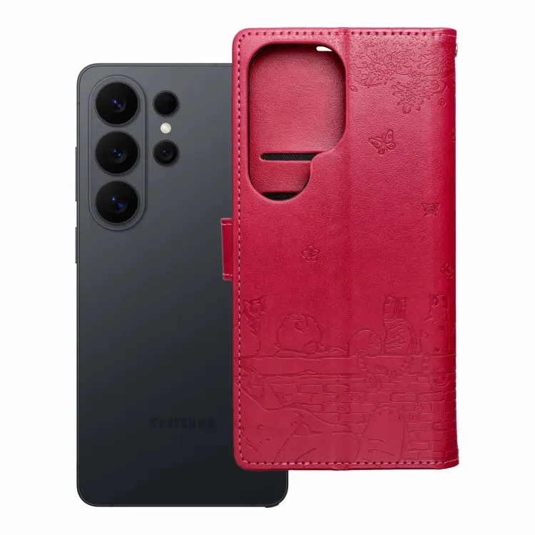 Etui z klapką na Samsung A57 Mezzo Book koty czerwone