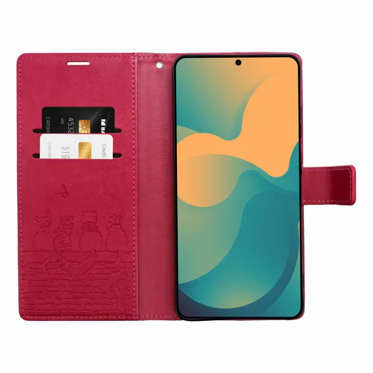 Etui z klapką na Samsung A57 Mezzo Book koty czerwone