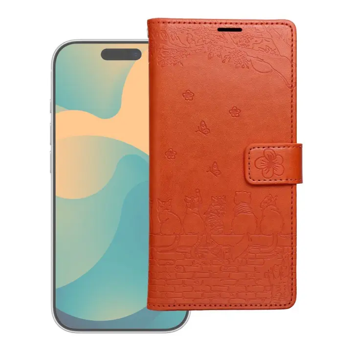 Etui z klapką na Samsung A57 Mezzo Book koty brązowy