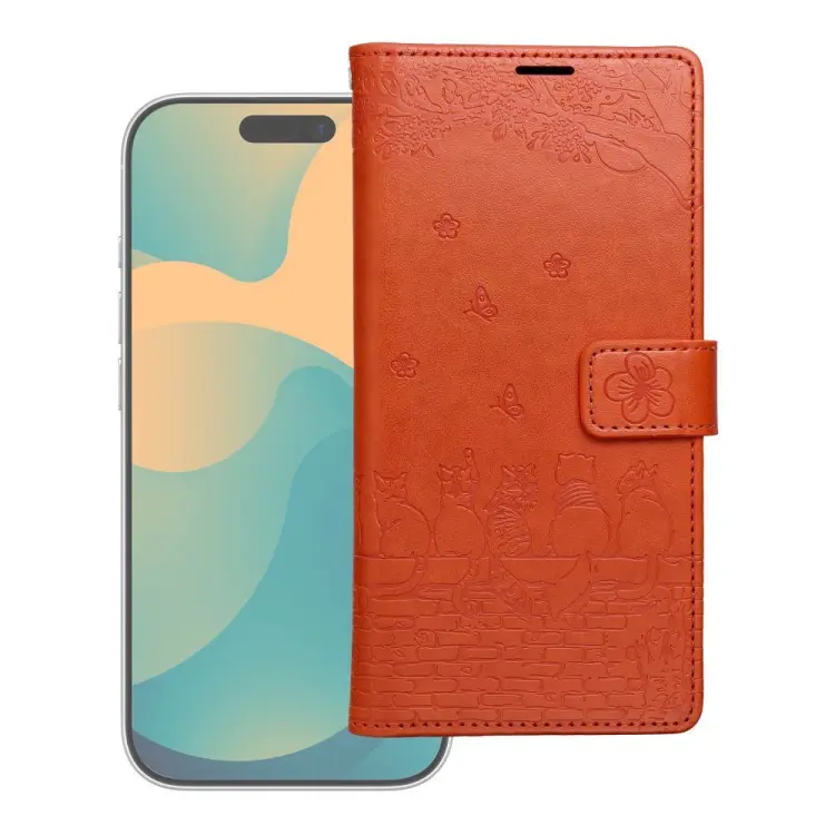 Etui z klapką na Samsung A57 Mezzo Book koty brązowy