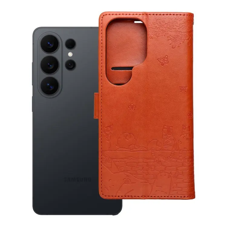 Etui z klapką na Samsung A57 Mezzo Book koty brązowy