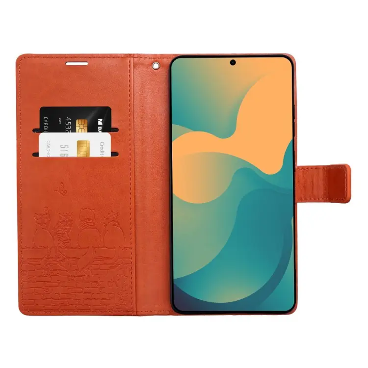 Etui z klapką na Samsung A57 Mezzo Book koty brązowy